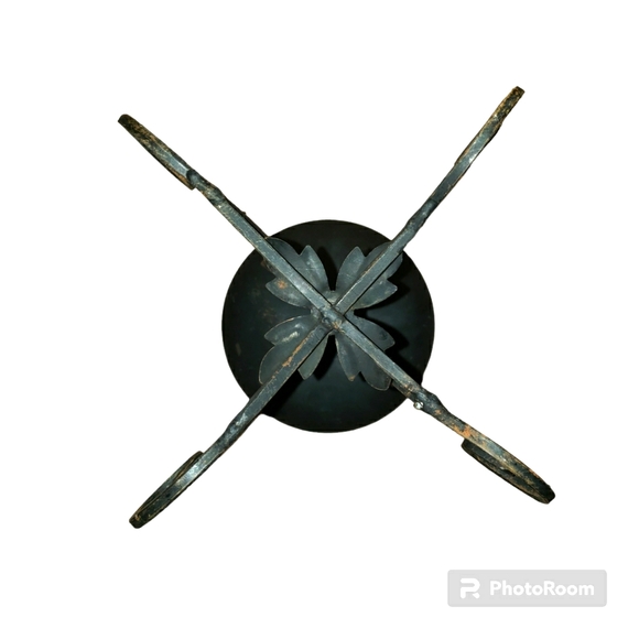 Vintage Black Medium Wrought Iron Pillar Candle Holder - Picture 6 of 11